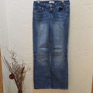 YMI Blue Flare Wide Leg Jeans with Vintage Wash